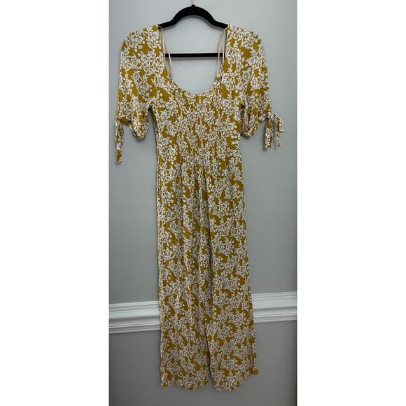 Nordstrom Code x Mode Bohemian Resort‎ Feminine Yellow Floral Smock Jumpsuit S/M - Picture 8 of 8